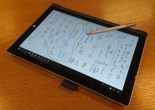 Picture of a Microsoft Surface Pro tablet running OneNote.